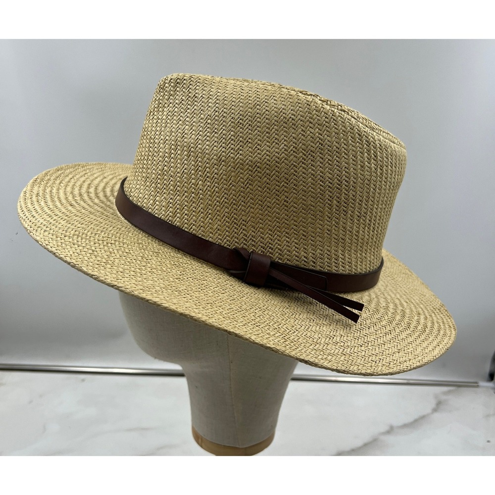 AWEAR2 Kenneth Cole Fedora Hat Men's Size L Tan Brown Straw Band - Picture 1 of 8